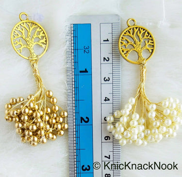Gold Tree Charm Bead Tassels Latkan, Indian Latkans, Beaded Danglers